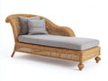 Lettino prendisole - Rattan-Tessuto - 202x88x84 cm - Marrone miele-Grigio - Stile elegante