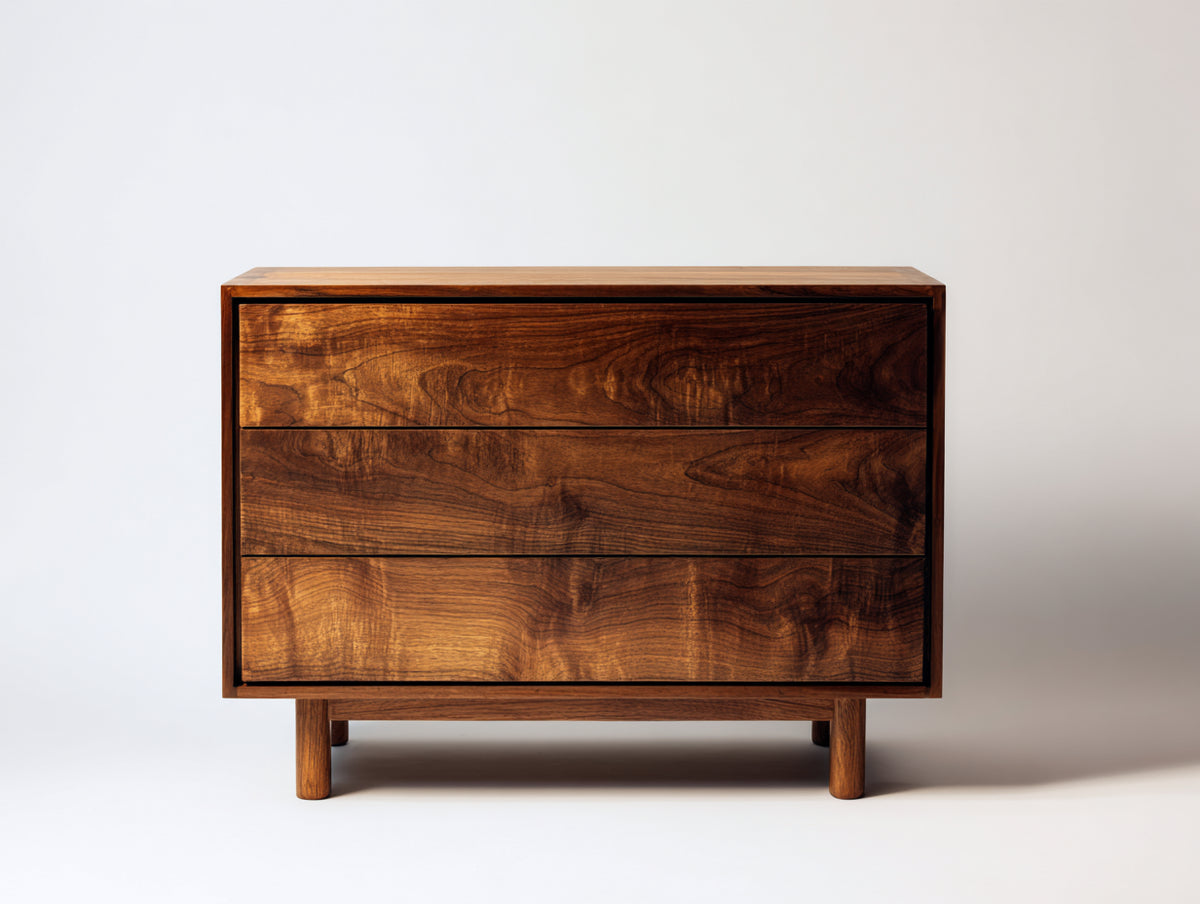 Cassettiera - Legno - 98x45x78 cm - Marrone noce - Moderno rétro