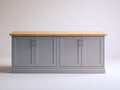 Credenza - Legno - 156x44x79 cm - Grigio freddo-Legno naturale - Stile classico contemporaneo