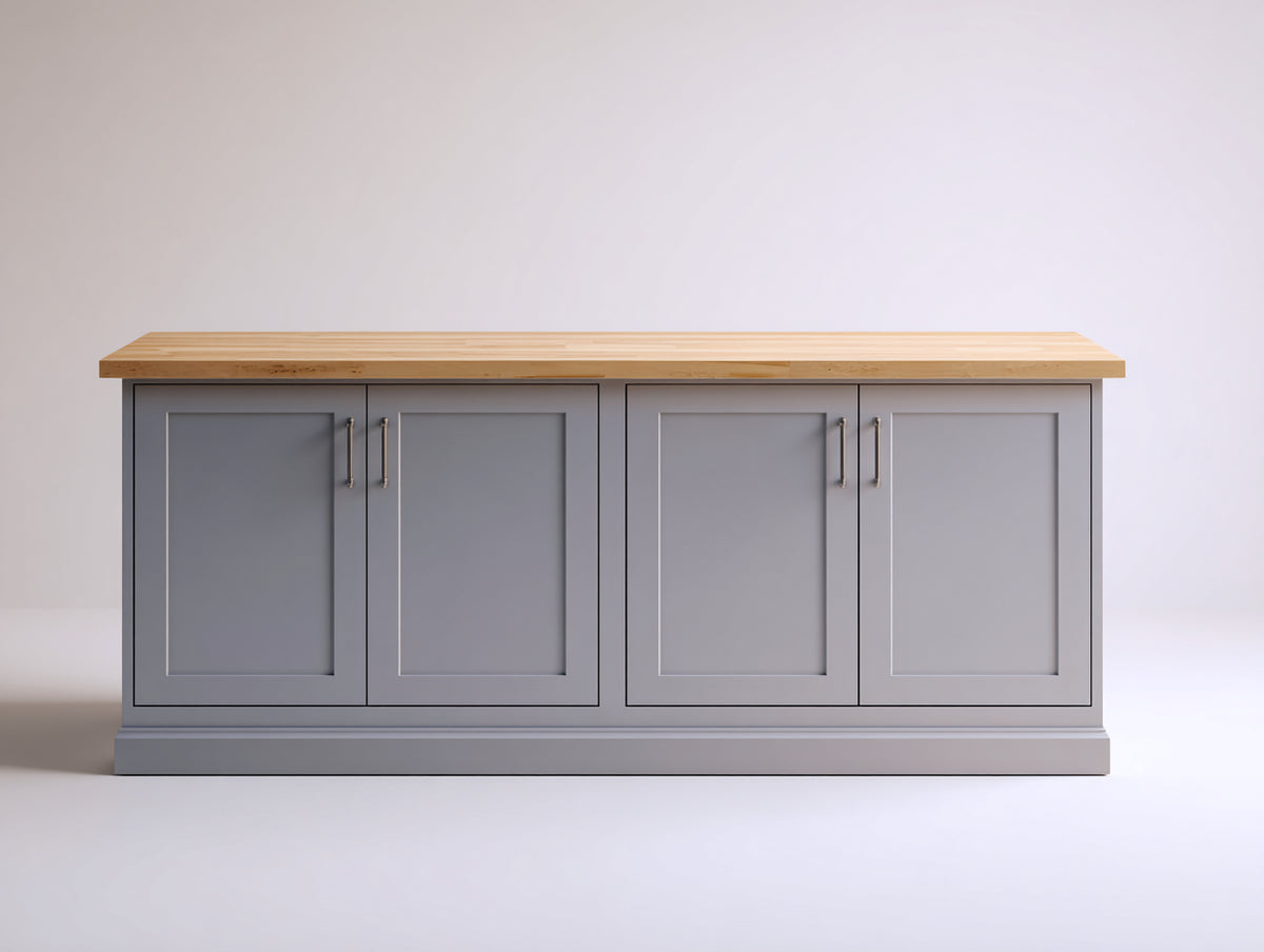 Credenza - Legno - 156x44x79 cm - Grigio freddo-Legno naturale - Stile classico contemporaneo