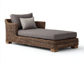 Lettino prendisole - Rattan-Tessuto - 196x84x85 cm - Marrone-Grigio - Stile rustico
