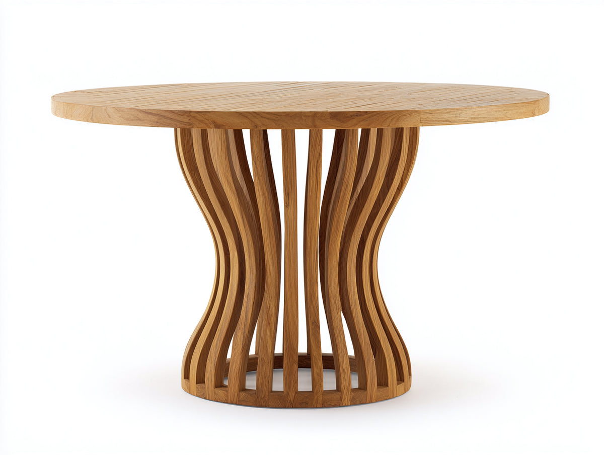 Tavolo da giardino - Legno - 142x142x77 cm - Naturale chiaro - Stile contemporaneo