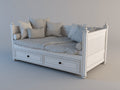Divano letto - Legno - 210x102x96 cm - Bianco - Stile tradizionale con pannelli decorativi