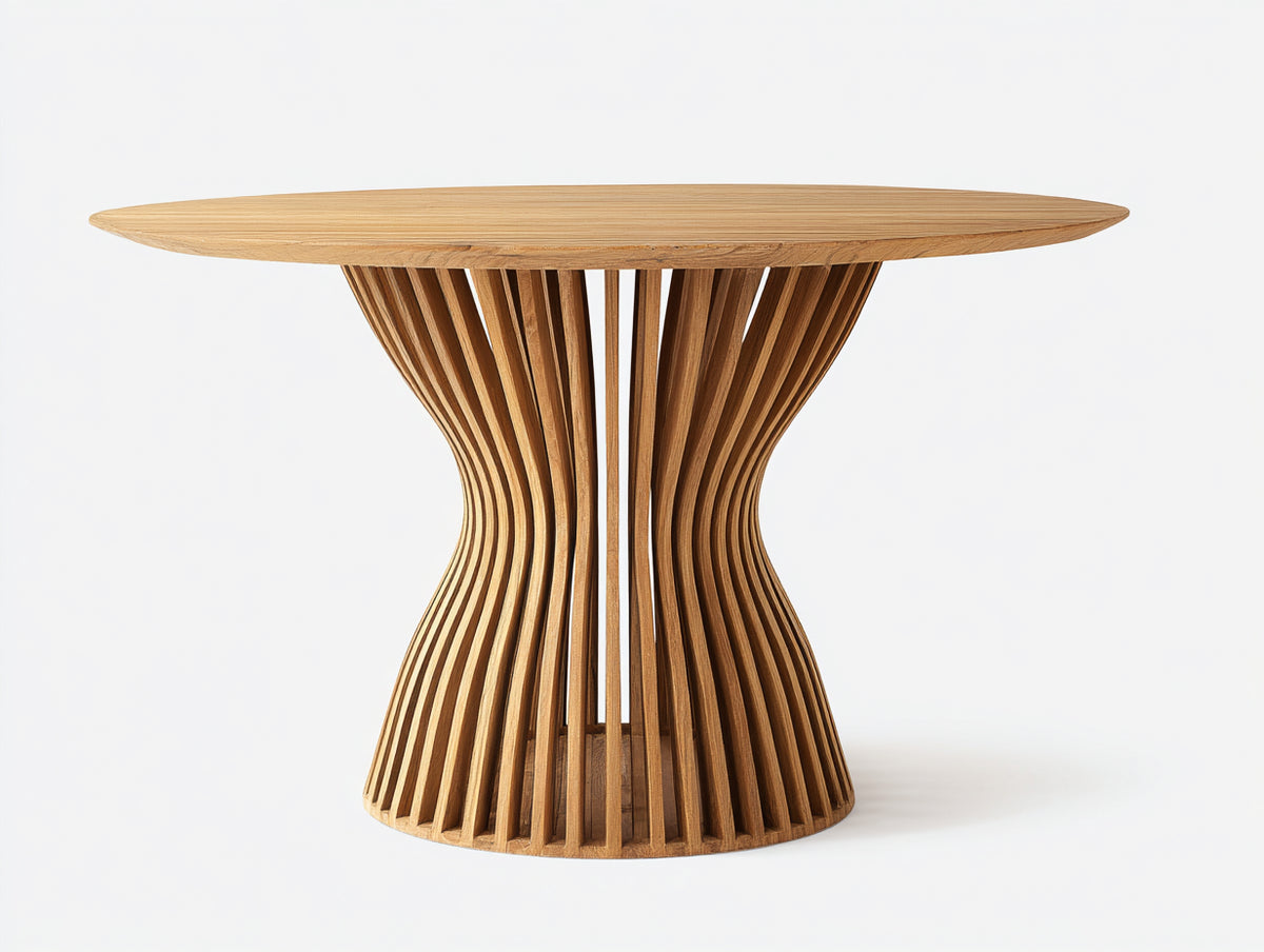 Tavolo da giardino - Legno - 136x136x76 cm - Naturale caldo - Stile organico contemporaneo