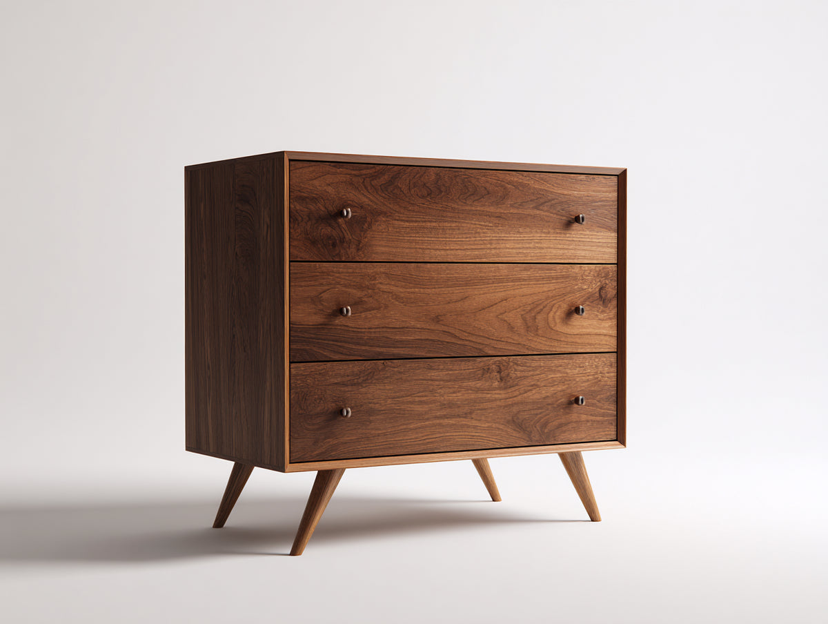 Cassettiera - Legno - 82x44x121 cm - Marrone noce - Mid-century moderno