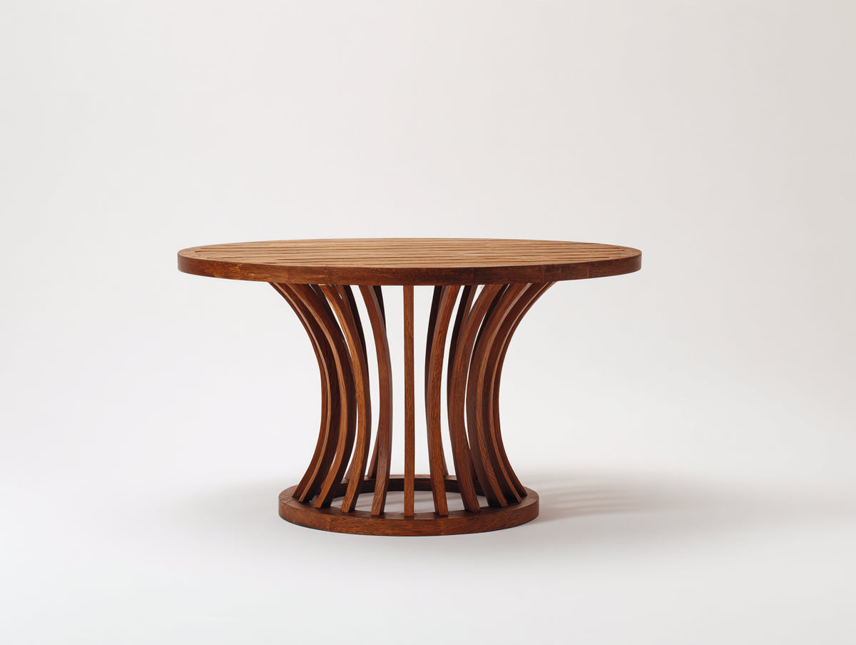 Tavolo da giardino - Legno - 124x124x75 cm - Marrone scuro - Stile contemporaneo organico