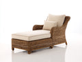 Lettino prendisole - Rattan-Tessuto - 183x86x91 cm - Marrone-Crema - Stile rustico
