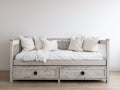 Divano letto - Legno - 205x98x90 cm - Bianco decapato - Stile rustico