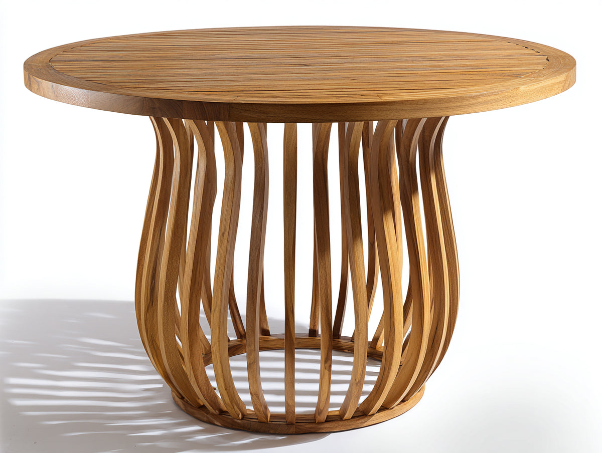 Tavolo da giardino - Legno - 128x128x75 cm - Marrone naturale - Stile organico