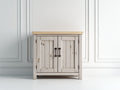 Credenza - Legno - 82x39x84 cm - Bianco decapato-Legno naturale - Stile country rustico